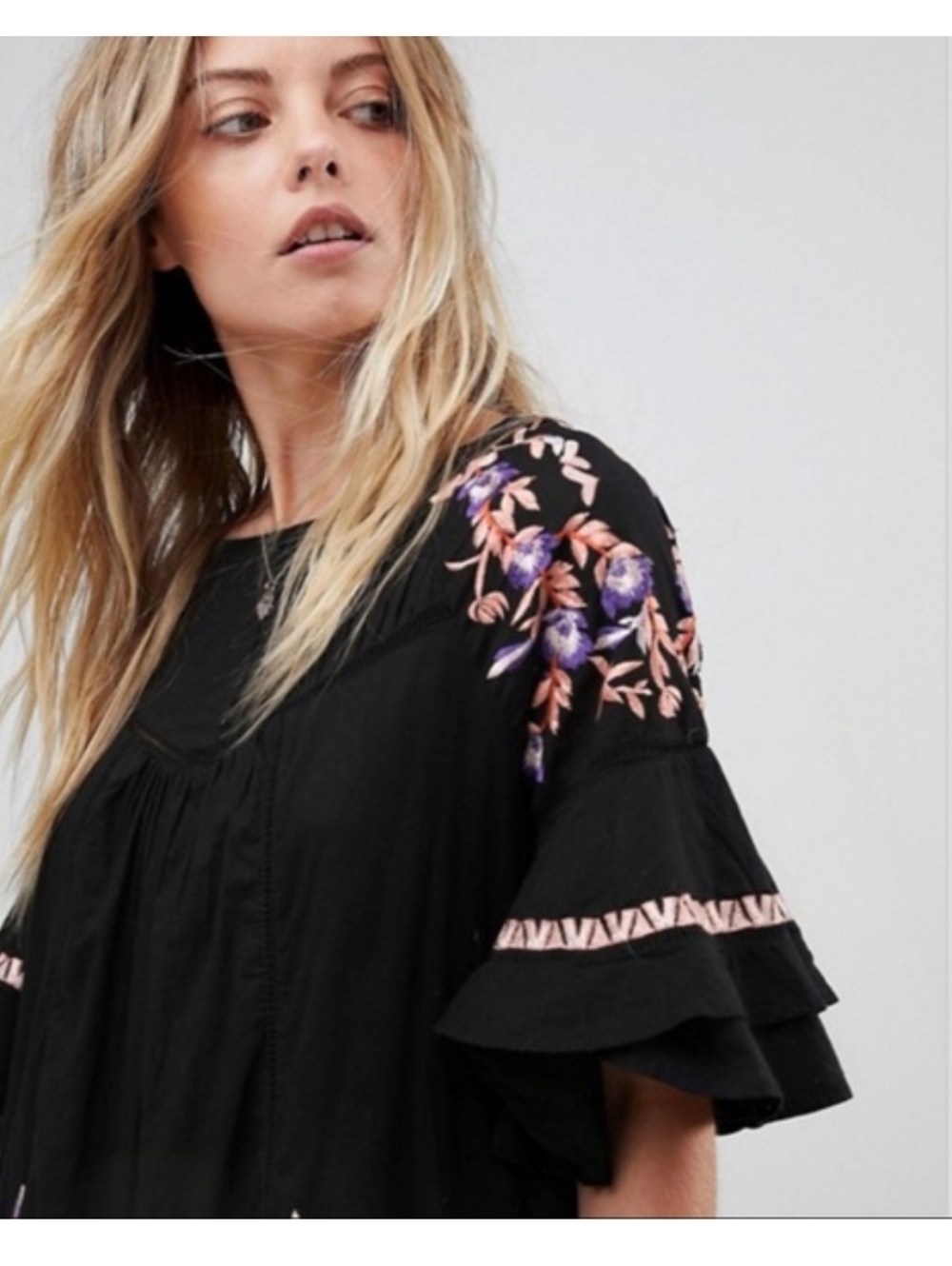 Free People Black Pavlo Babydoll Ruffle Swing Mini - Picture 4 of 5